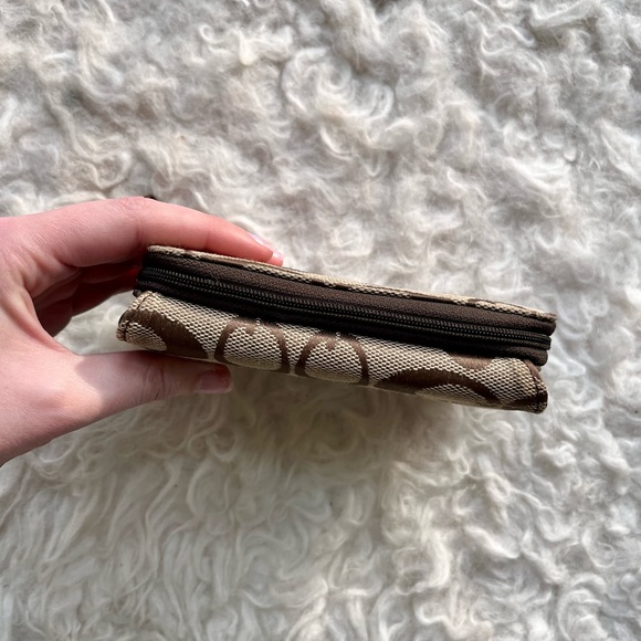 Brown Tan Logo Trifold Coach Style Gucci Look A Like Wallet Cardholder Signature - Picture 4 of 10
